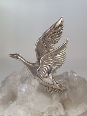 Sterling Craft by Coro Vintage .925 Sterling Silver Flying Goose Brooch
